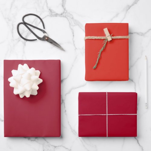 Plain Madder MIT MU Red Shades 3 Tones Wrapping Paper Sheets
