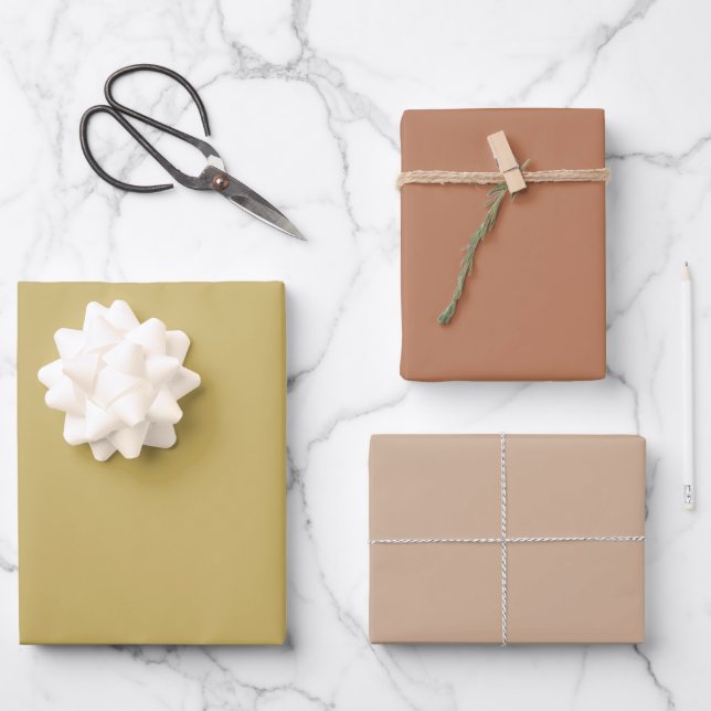 Plain Maple Apple Cashmere Brown Shades 3 Tones Wrapping Paper Sheets (Front)