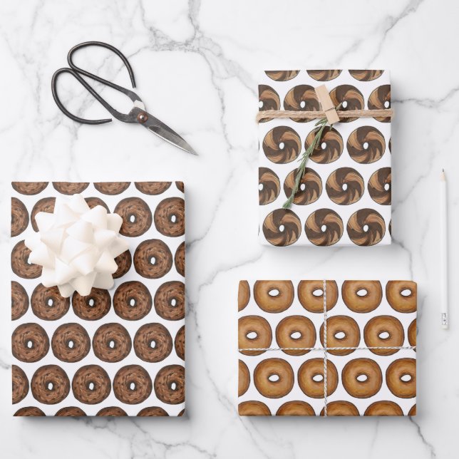 Plain Marble Rye Cinnamon Raisin Bagel Breakfast Wrapping Paper Sheets (Front)