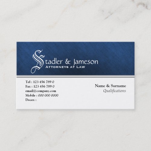Plain masculine monogram blue white business card template