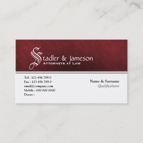 Plain masculine monogram red white business card