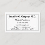 [ Thumbnail: Plain Medical Practitioner Business Card ]