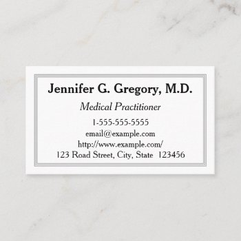 Plain Medical Practitioner Business Card by AponxBusinessCards at Zazzle
