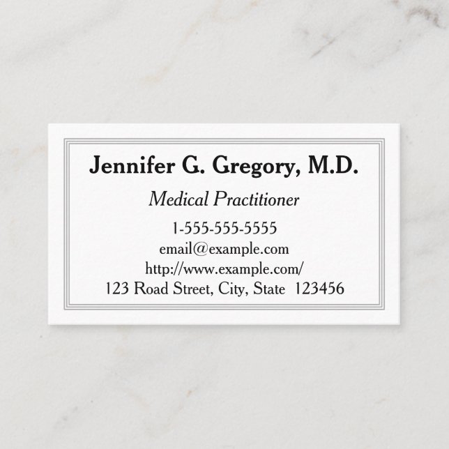 Plain Medical Practitioner Business Card (Front)