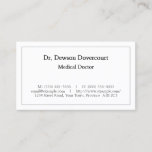 [ Thumbnail: Plain Medical Professional Business Card ]