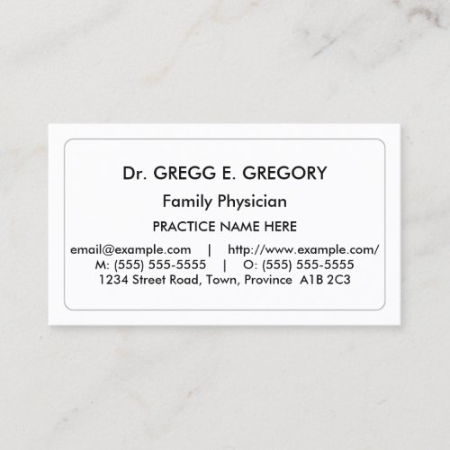 Plain Medical Professional Business Card