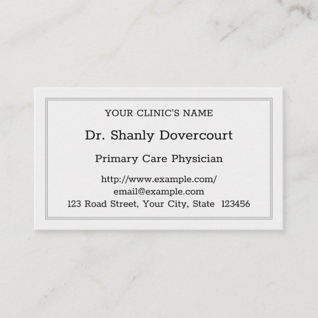 Plain Medical Specialist Business Card (Front)