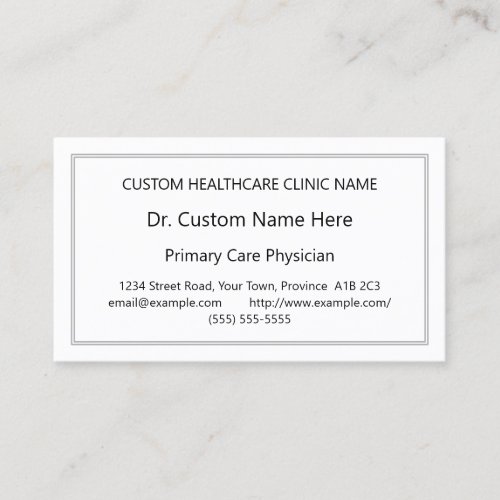 Plain Medical Specialist Business Card