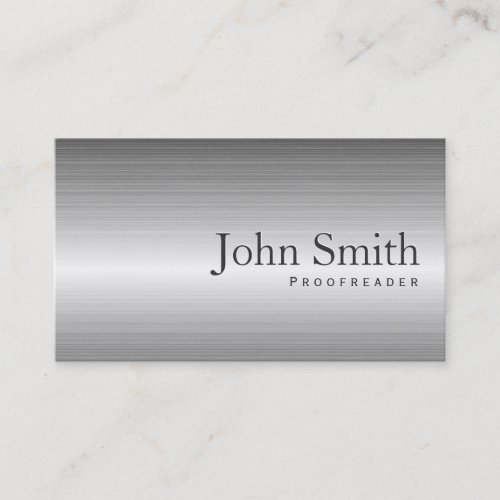 Plain Metal Proofreading Business Card