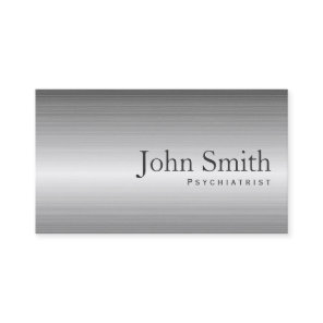 Plain Metal Psychiatrist Business Card