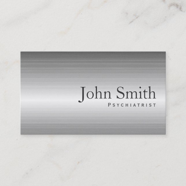 Plain Metal Psychiatrist Business Card (Front)
