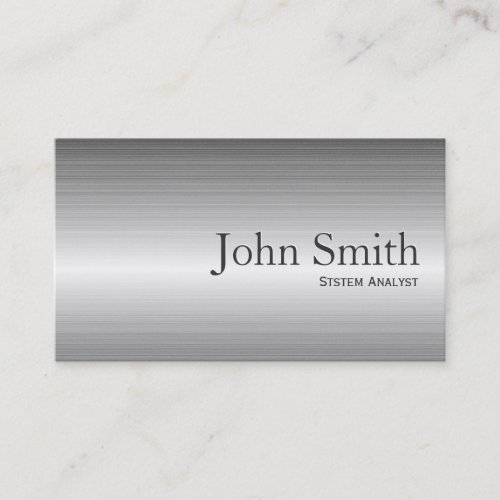 Plain Metal System Analyst Business Card