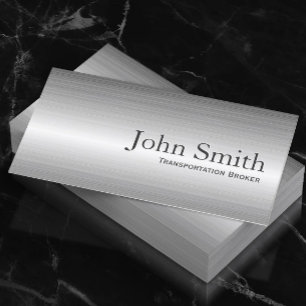 Plain Metal Transportation Broker Business Card