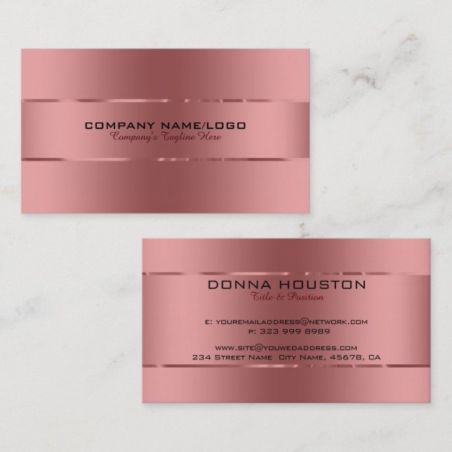 Plain Metallic Copper Background Stainless Steel Business Card (Front/Back)