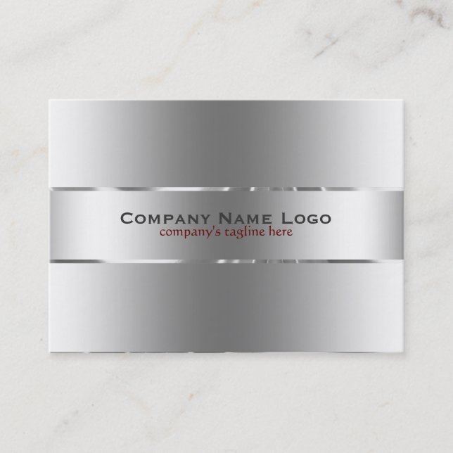 Plain Metallic Silver Design Stainless Steel Look Business Card (Front)