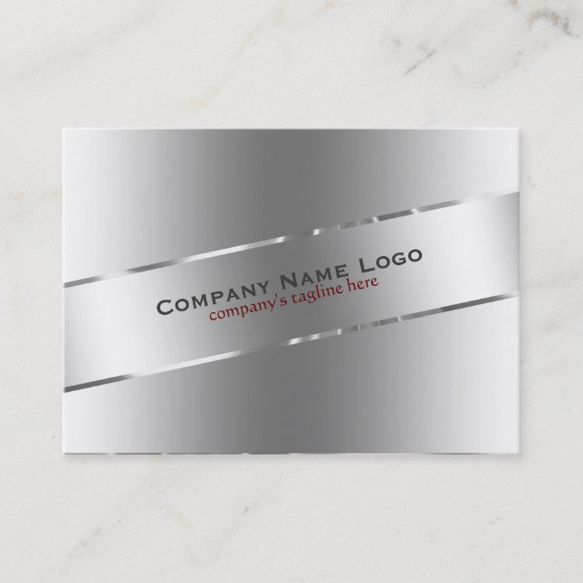 Plain Metallic Silver Design Stainless Steel Look Business Card (Front)