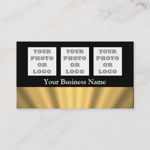 Plain minimal gold pattern on black photo logo business card