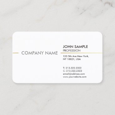 Plain Minimal Modern Professional Elegant White Business Card