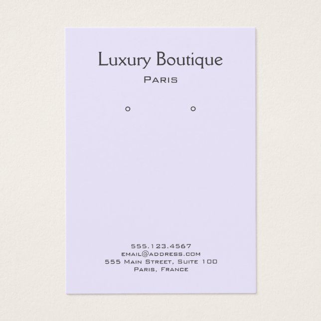 Plain Minimal  pale lilac Jewelry Earring Display (Front)