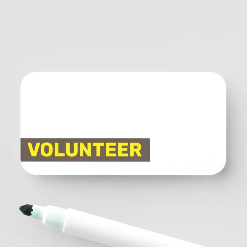 Plain Minimal VOLUNTEER Name Tag