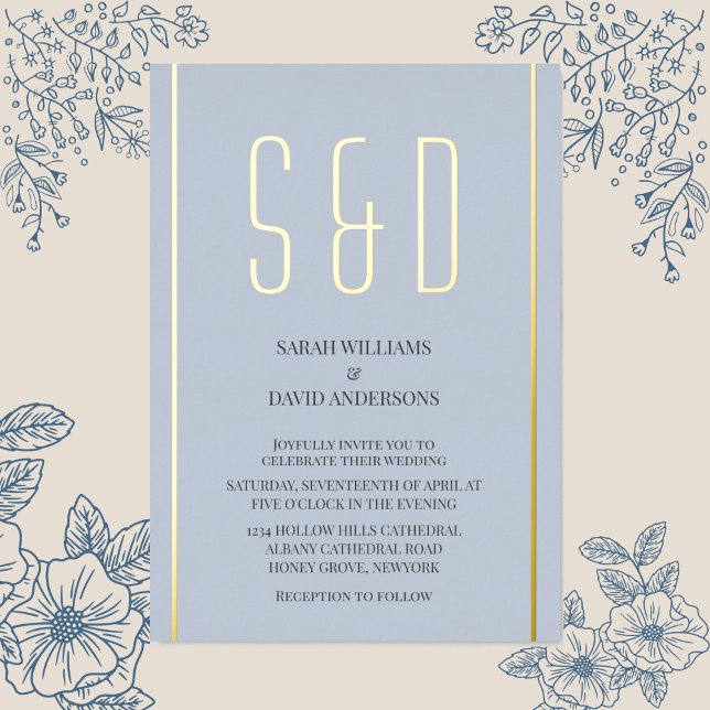 Plain Minimalist Chic Modern Script Wedding Foil Invitation (Creator Uploaded)