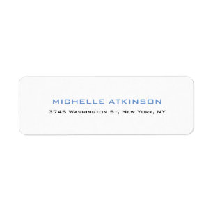 Plain Minimalist Corflower Blue & White Modern Label