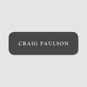 Plain Minimalist Elegant Classical Dark Grey Name Tag