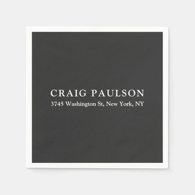 Plain Minimalist Elegant Classical Dark Grey Napkins (Front)