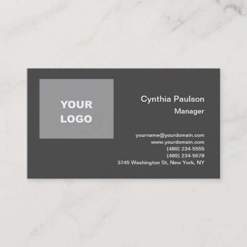 Plain Minimalist Modern Add Your Logo Grey Business Card