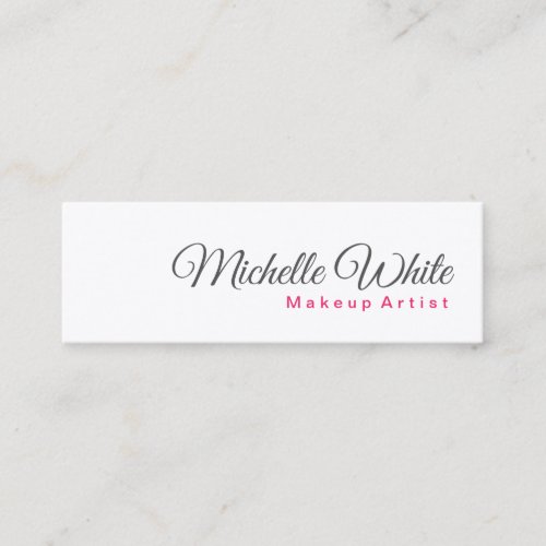 Plain Minimalist Modern Grey White Makeup Artist Mini Business Card