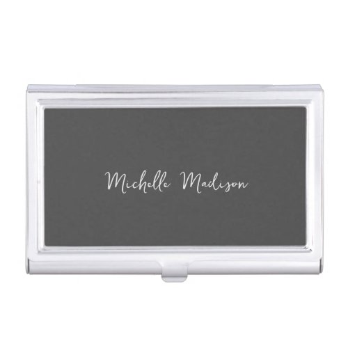 Plain Minimalist Modern Handwriting Calligraphy Business Card Case