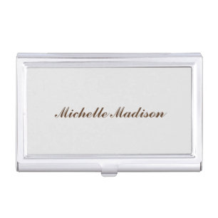 Plain Minimalist Modern Handwriting Calligraphy Business Card Case
