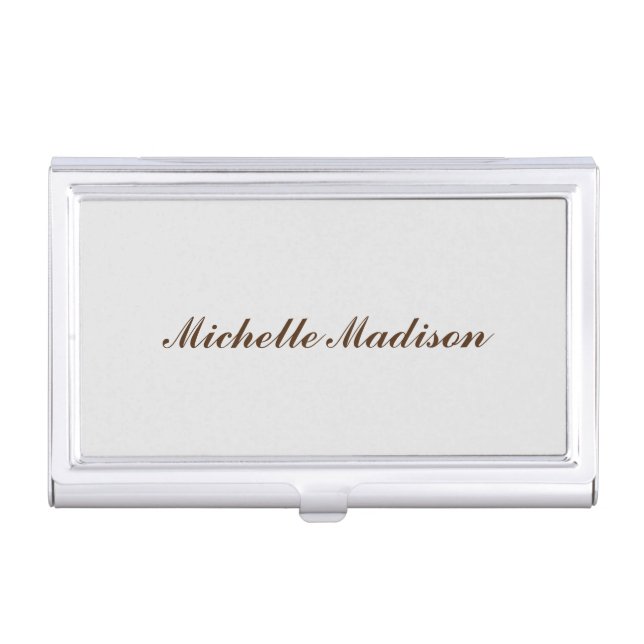 Plain Minimalist Modern Handwriting Calligraphy Business Card Case (Front)