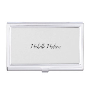 Plain Minimalist Modern Handwriting Calligraphy Business Card Case