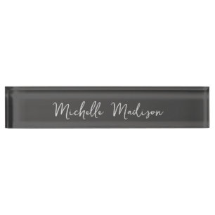 Plain Minimalist Modern Handwriting Calligraphy Desk Name Plate
