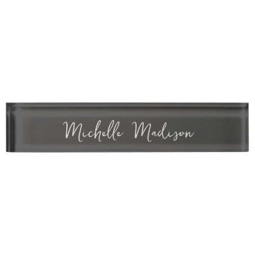 Plain Minimalist Modern Handwriting Calligraphy Desk Name Plate