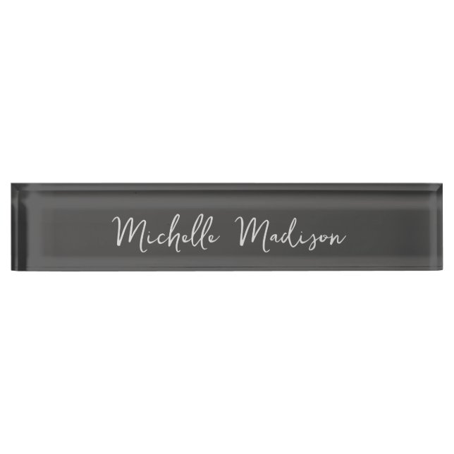 Plain Minimalist Modern Handwriting Calligraphy Desk Name Plate (Front)