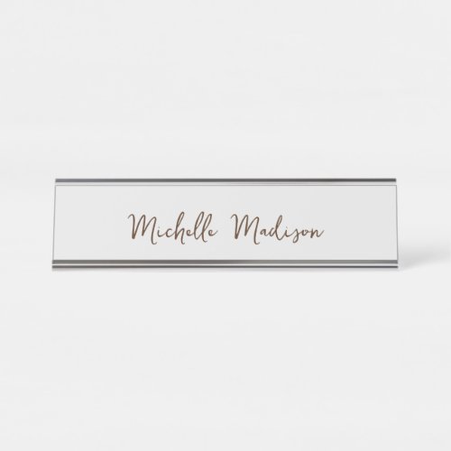 Plain Minimalist Modern Handwriting Calligraphy Desk Name Plate