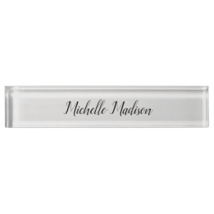 Plain Minimalist Modern Handwriting Calligraphy Desk Name Plate