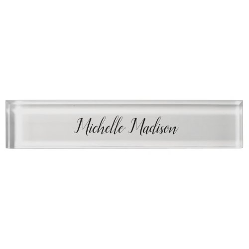 Plain Minimalist Modern Handwriting Calligraphy Desk Name Plate