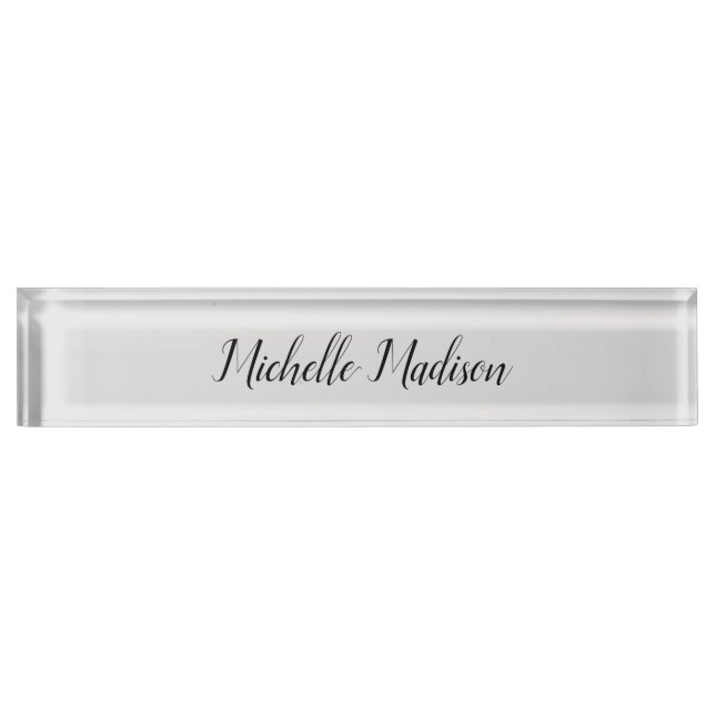 Plain Minimalist Modern Handwriting Calligraphy Desk Name Plate (Front)