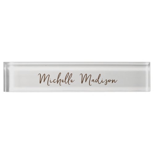 Plain Minimalist Modern Handwriting Calligraphy Desk Name Plate