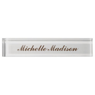 Plain Minimalist Modern Handwriting Calligraphy Desk Name Plate