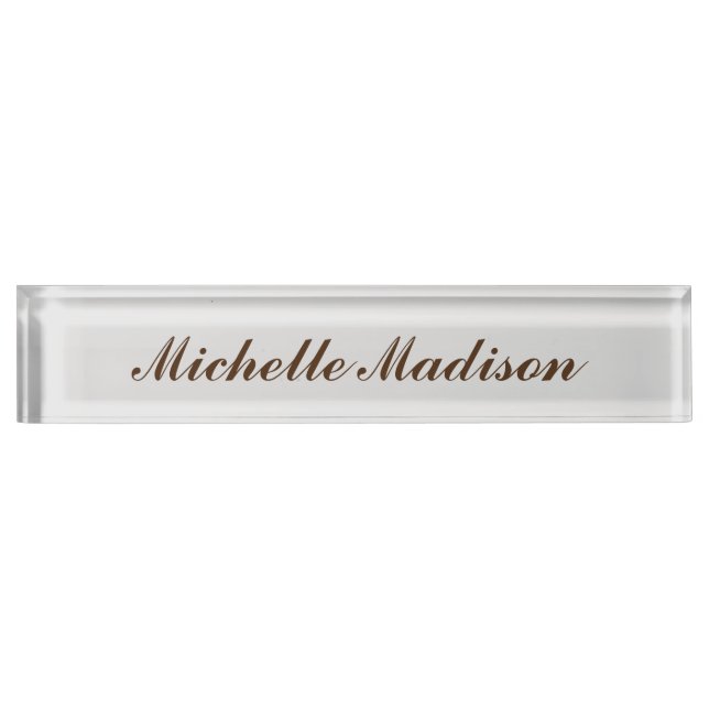 Plain Minimalist Modern Handwriting Calligraphy Desk Name Plate (Front)