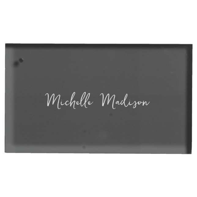 Plain Minimalist Modern Handwriting Calligraphy Place Card Holder (Front)