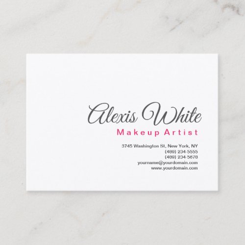 Plain Minimalist Modern Simple White Makeup Artist Business Card