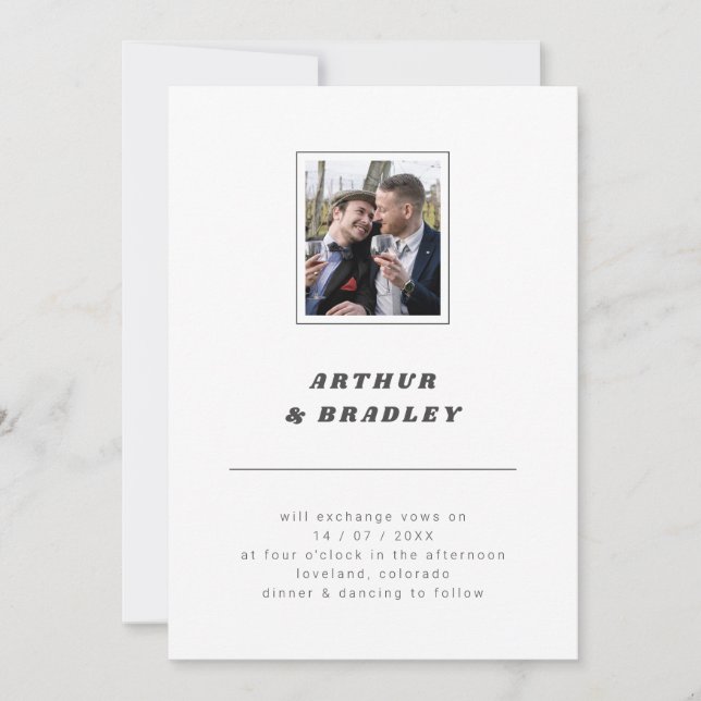 Plain Minimalist Photo Wedding Invitation (Front)