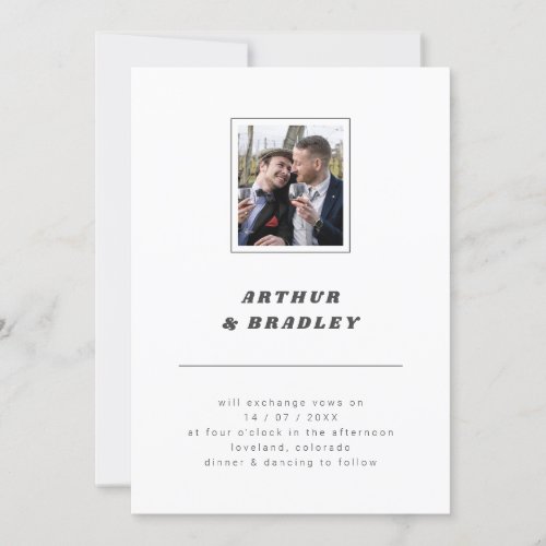 Plain Minimalist Photo Wedding Invitation