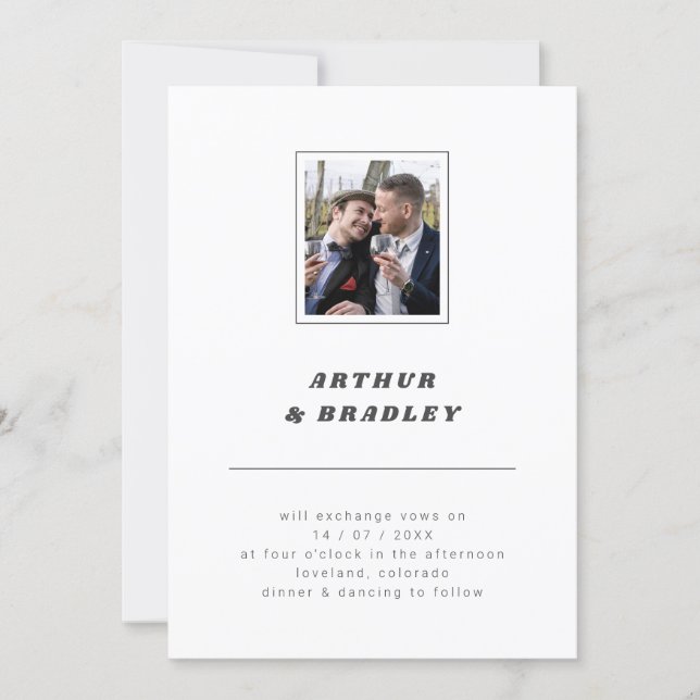 Plain Minimalist Photo Wedding Invitation (Front)