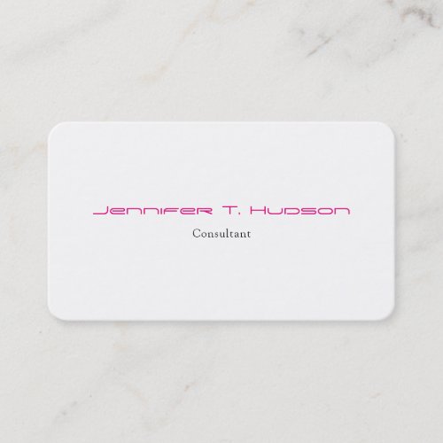 Plain Minimalist Pink White Feminine Elegant Business Card